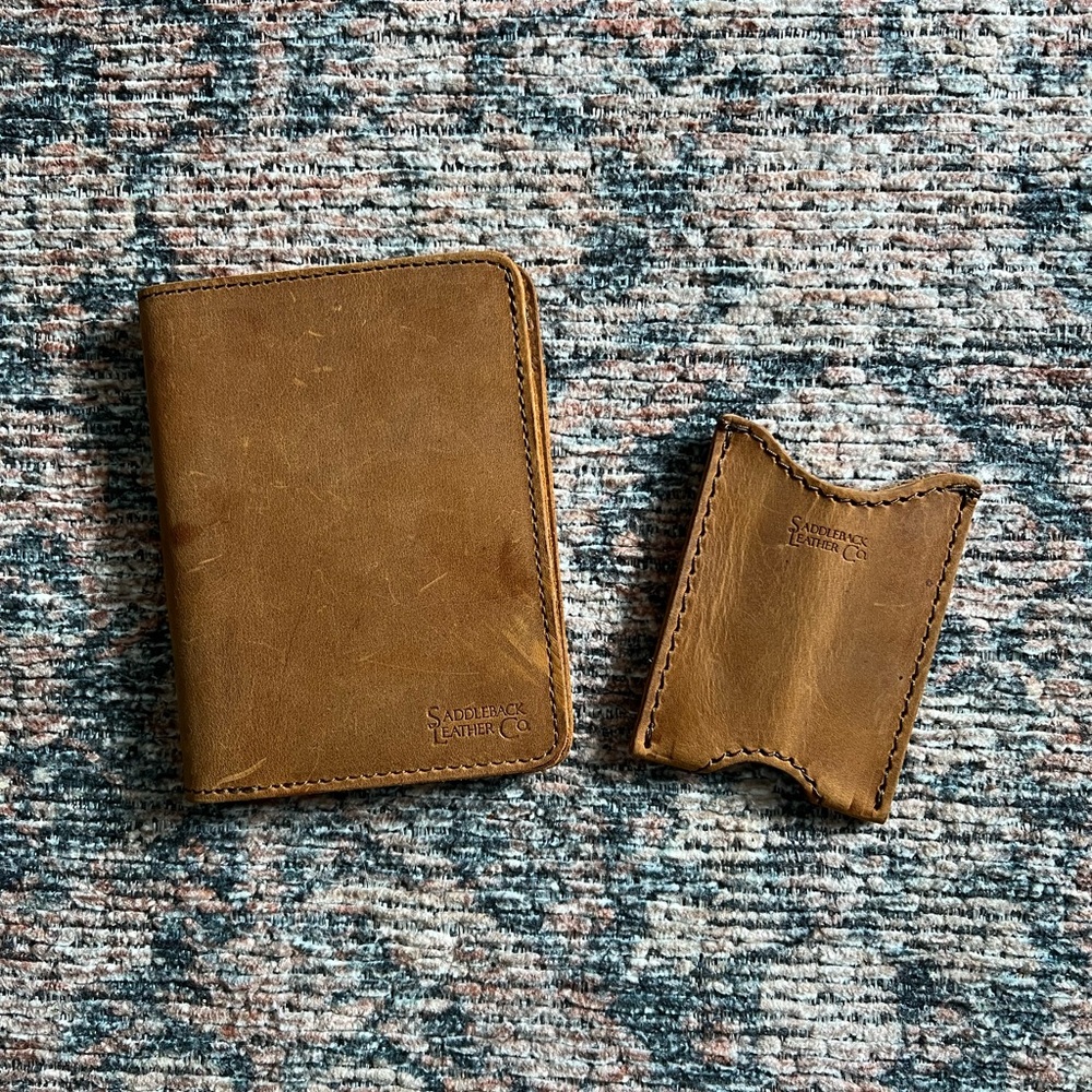 Saddleback leather passport holder and card holder